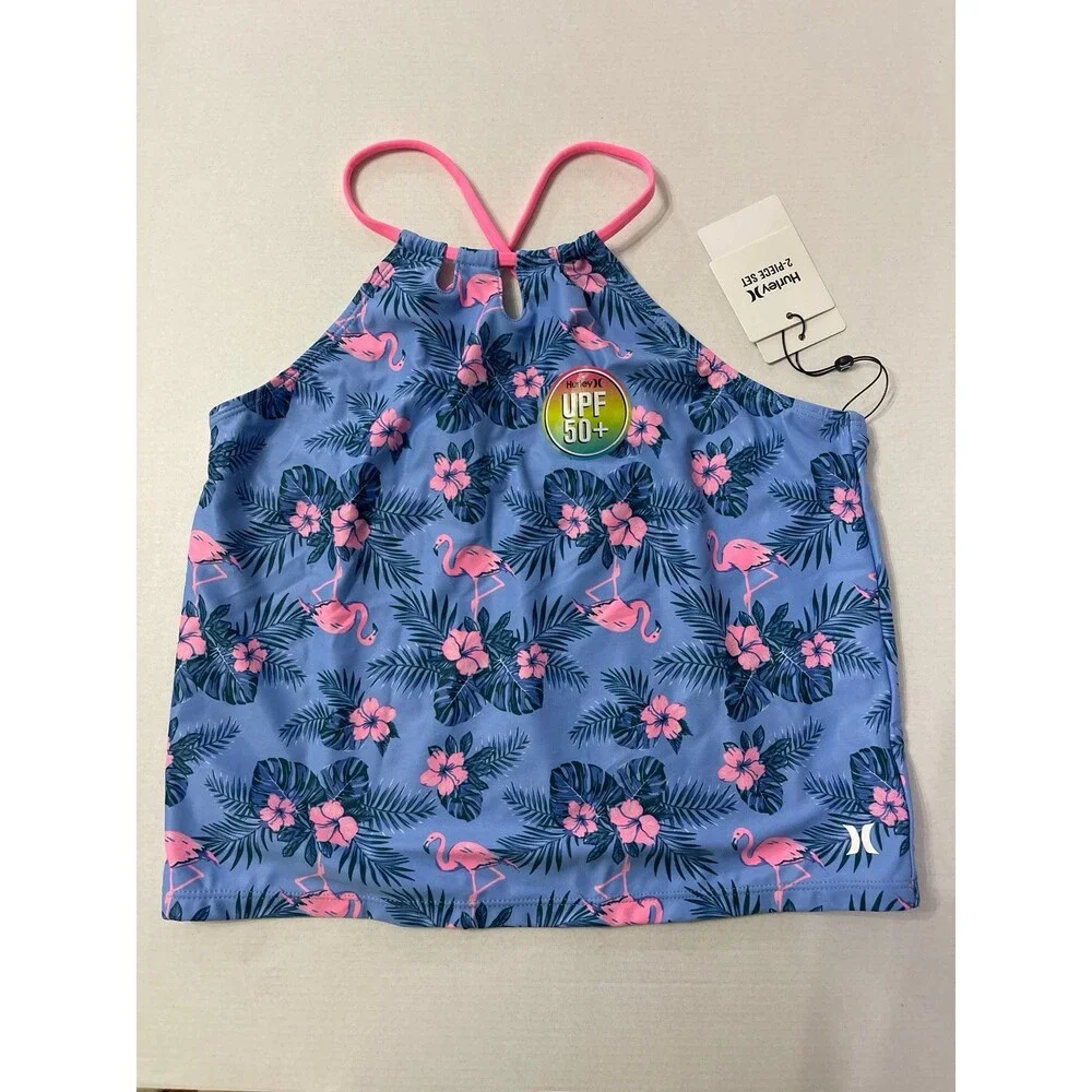 Hurley Tri-Cutout Tankini Swimsuit Atlantic Blue Size 16 New With Tags